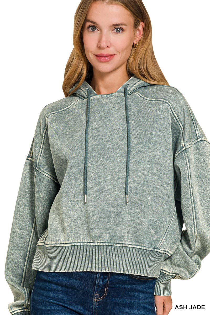 Acid Wash Fleece Hoodie