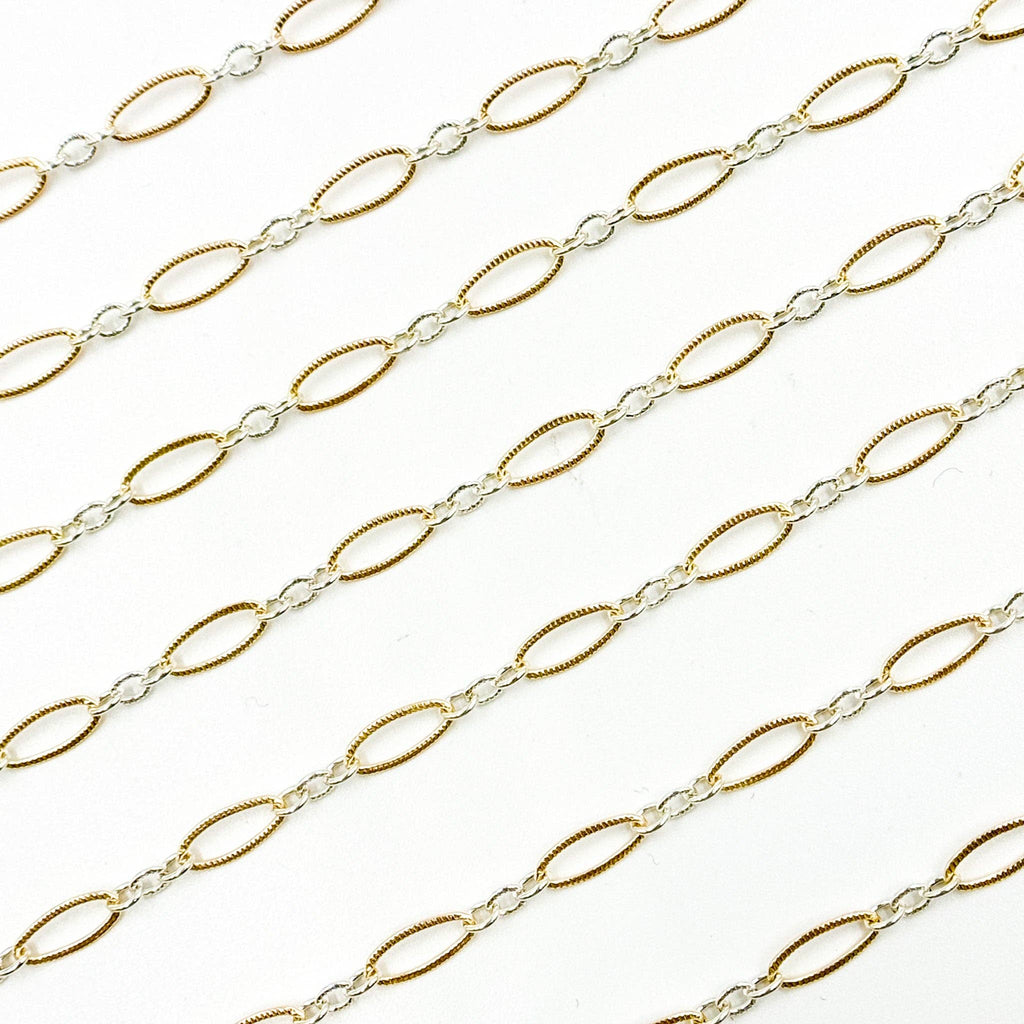 XM2131KTT. Two Tone Oval and Round Textured Links Chain