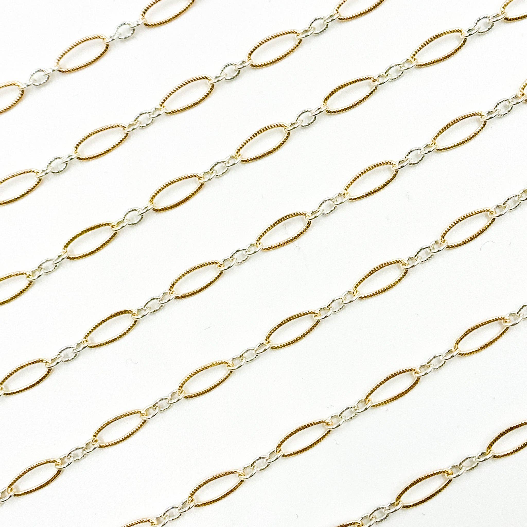 XM2131KTT. Two Tone Oval and Round Textured Links Chain
