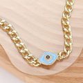 14K Gold Plated CZ Paved Enamel Evil Eye Pendant Necklace
