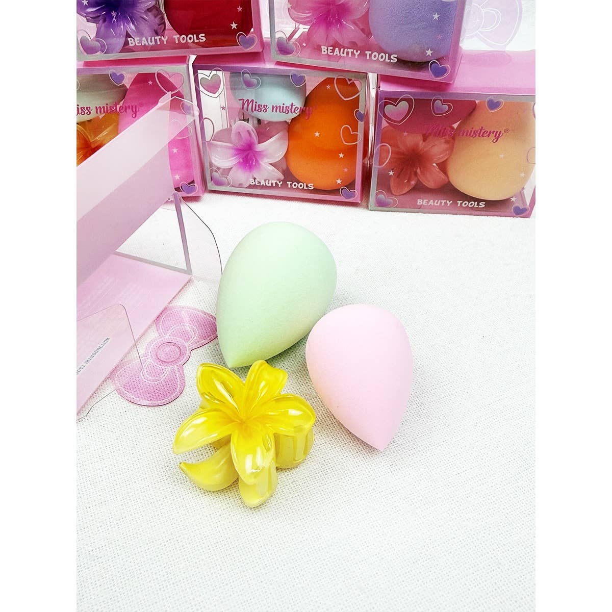 Blending Sponge Set with Cute Flower Hair Claw Clip