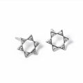 Gold Dipped CZ Stone Pointed Star Of David Stud Earrings
