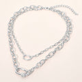 CZ Pave Carabiner Pendant Accent Chunky Layered Chain Necklace