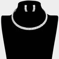 2 Row crystal Rhinestone Banded Open Choker Necklace