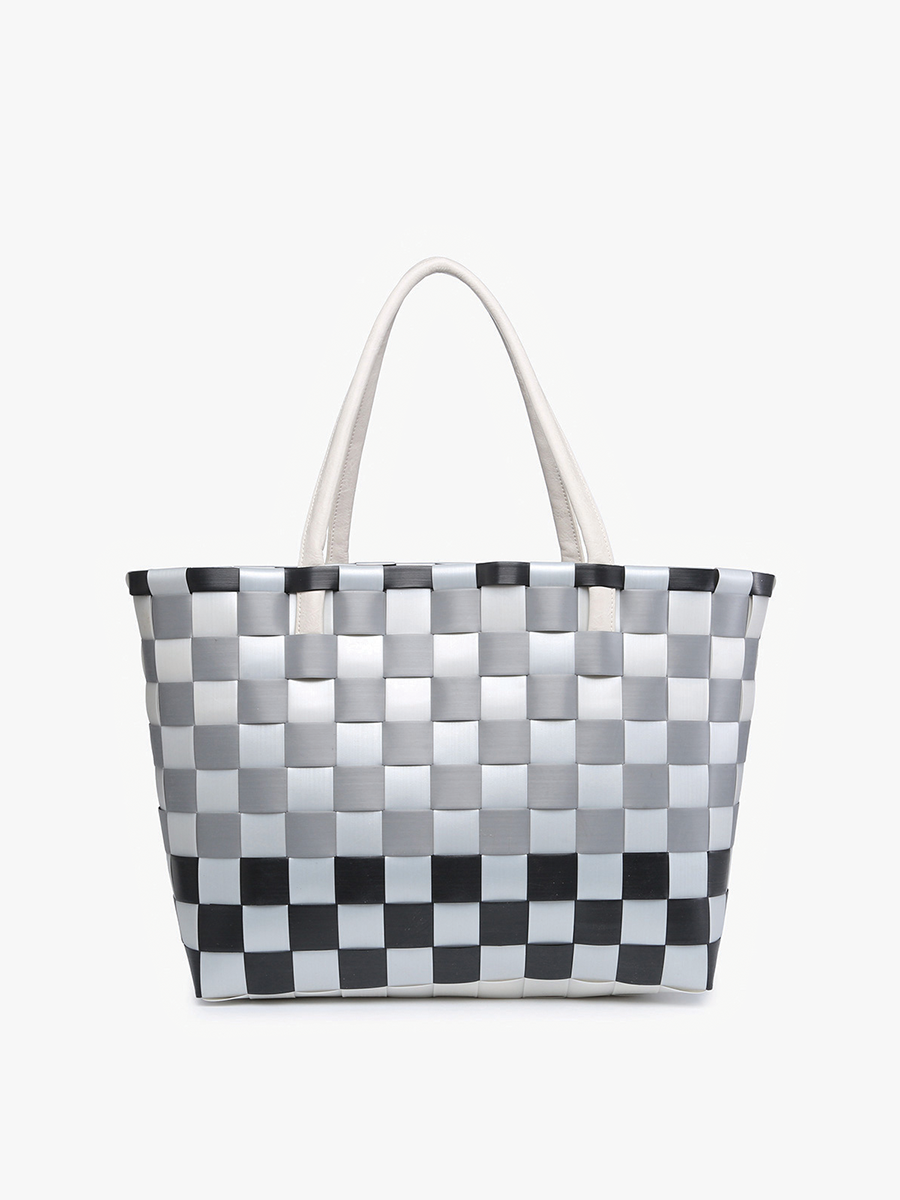 M2334 Abigail Basketweave Tote w/Vegan Leather Straps