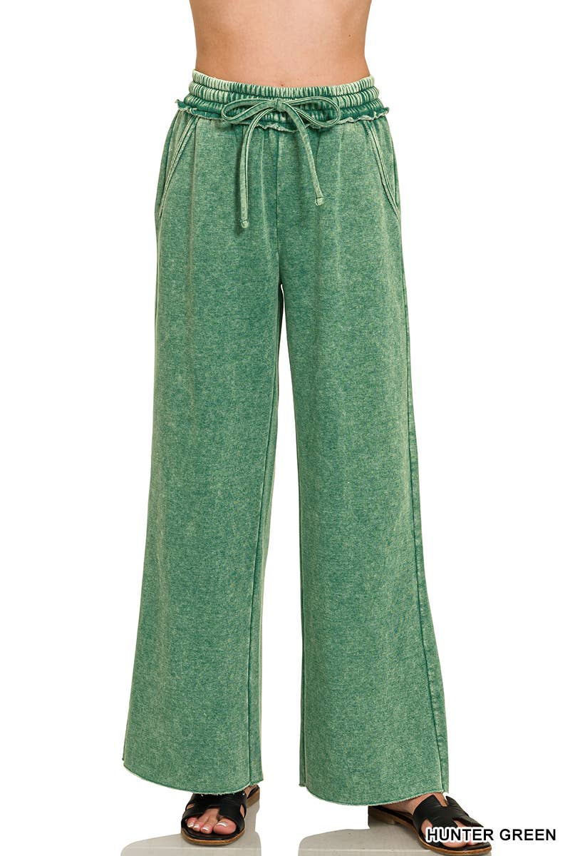`Washed Sweatpants With Pockets - Zenana
