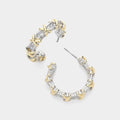 14K Gold Plated CZ Embellished Crisscross Hoop Earrings
