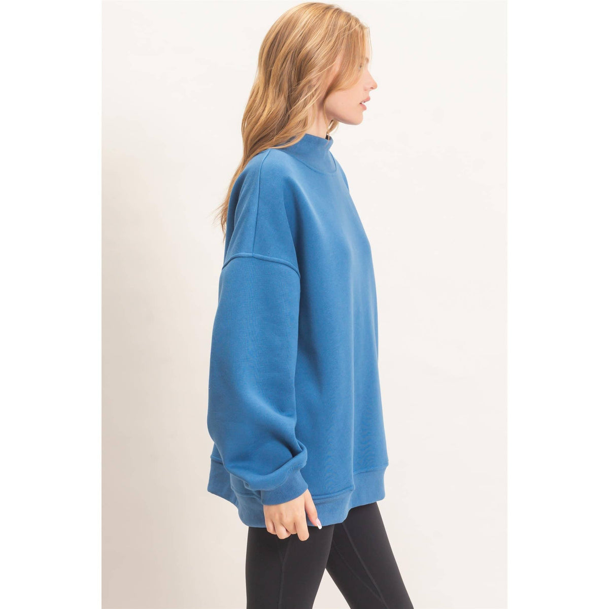 Enzyme Washed Mock Neck Sweatshirt