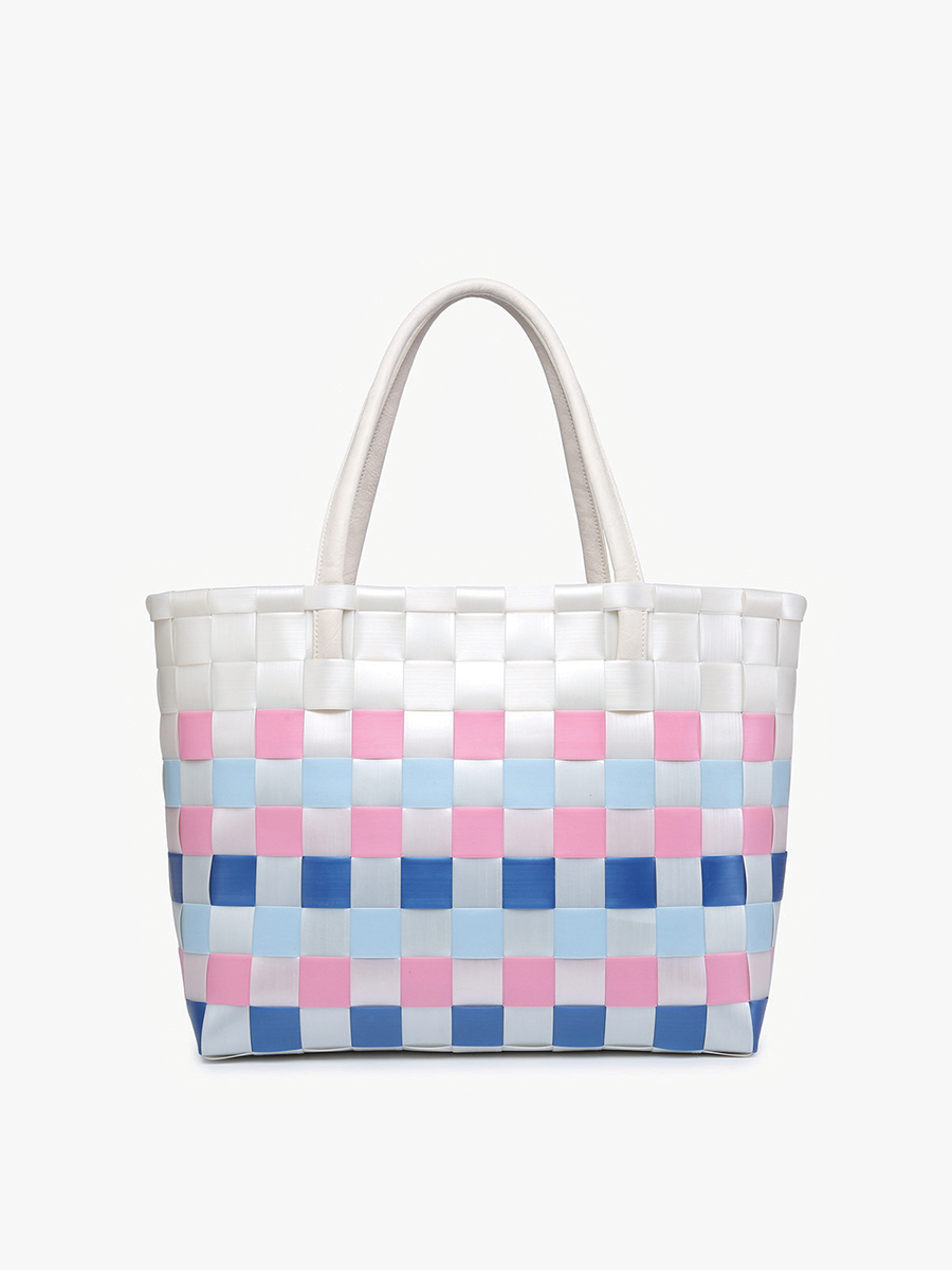M2334 Abigail Basketweave Tote w/Vegan Leather Straps