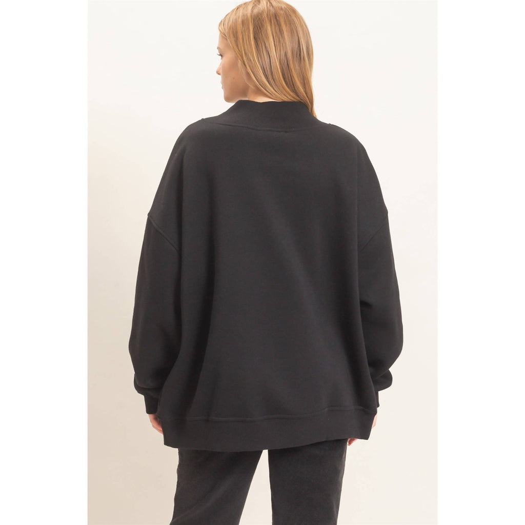 Enzyme Washed Mock Neck Sweatshirt