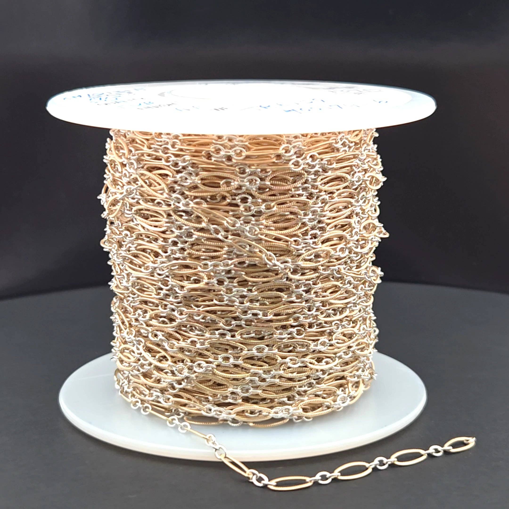 XM2131KTT. Two Tone Oval and Round Textured Links Chain