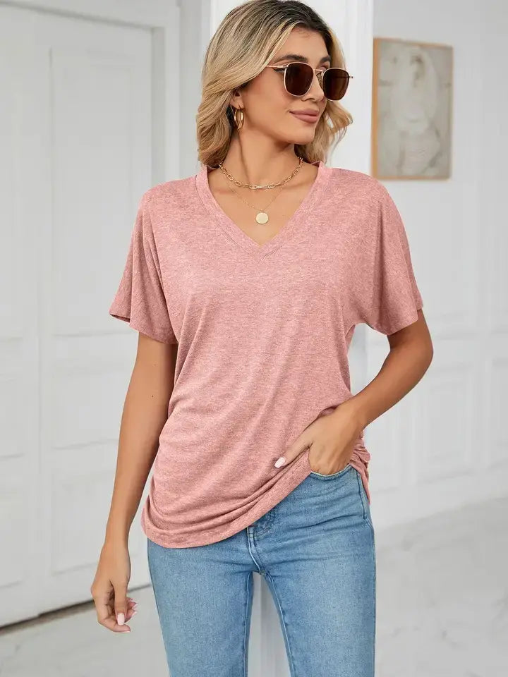 Custom V Neck T Shirt Women Soft Basic Tee Personalized Top