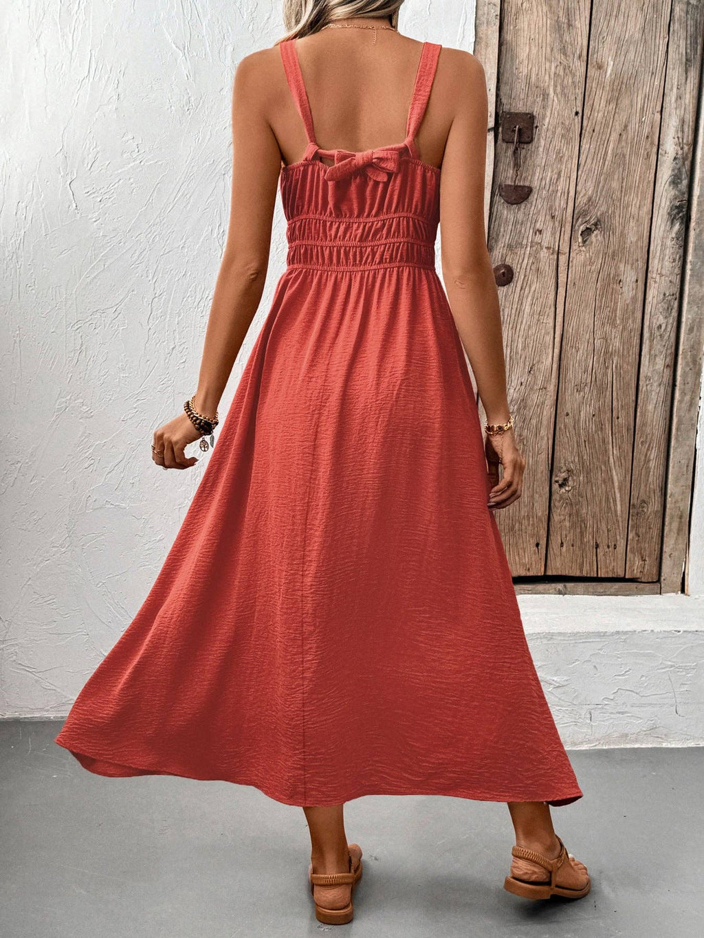 Women’s Smocked Strap Maxi Dress Sleeveless Summer