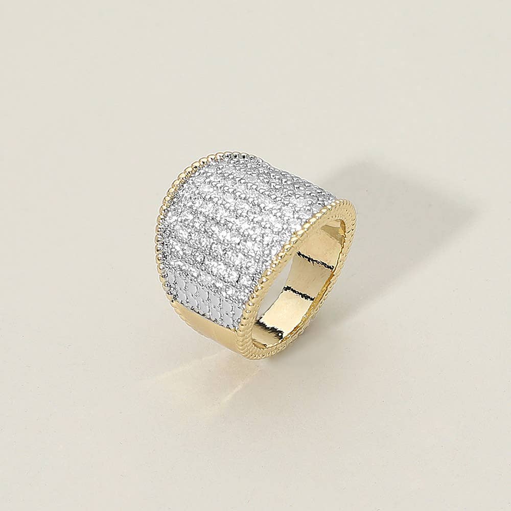 Wide CZ Pave Dome Statement Ring