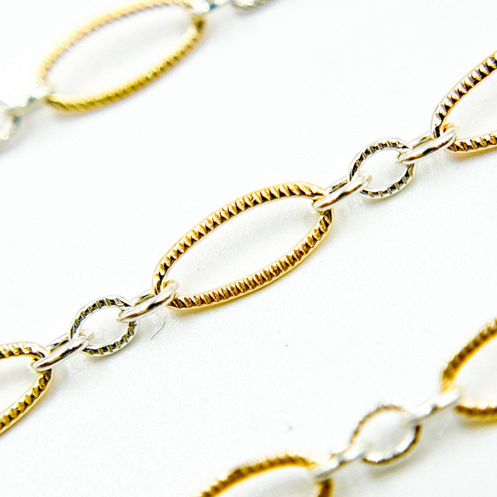 XM2131KTT. Two Tone Oval and Round Textured Links Chain