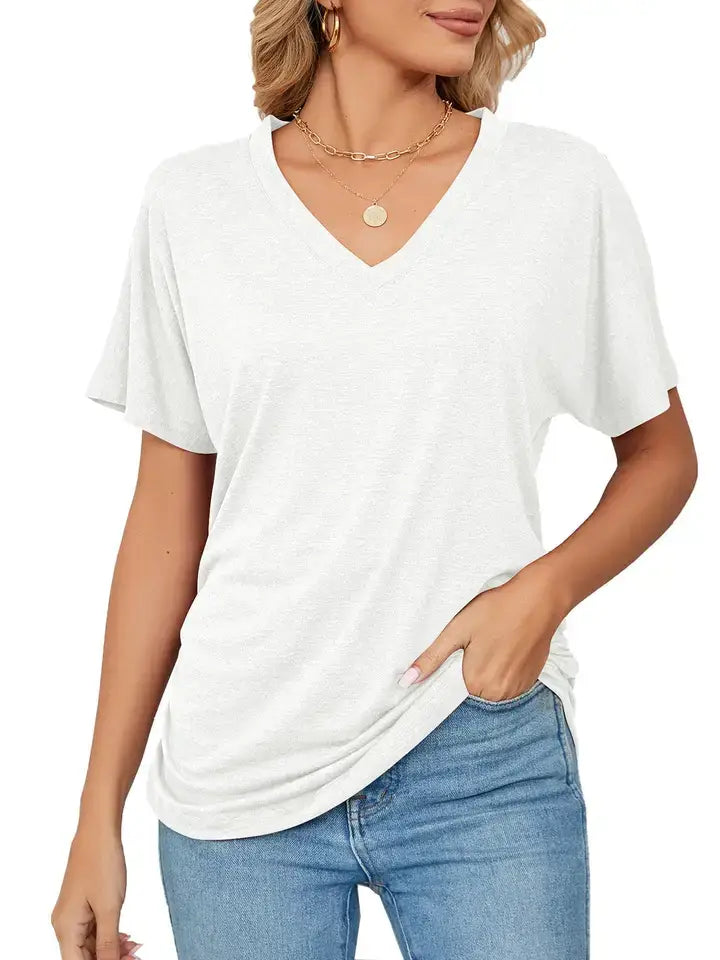 Custom V Neck T Shirt Women Soft Basic Tee Personalized Top