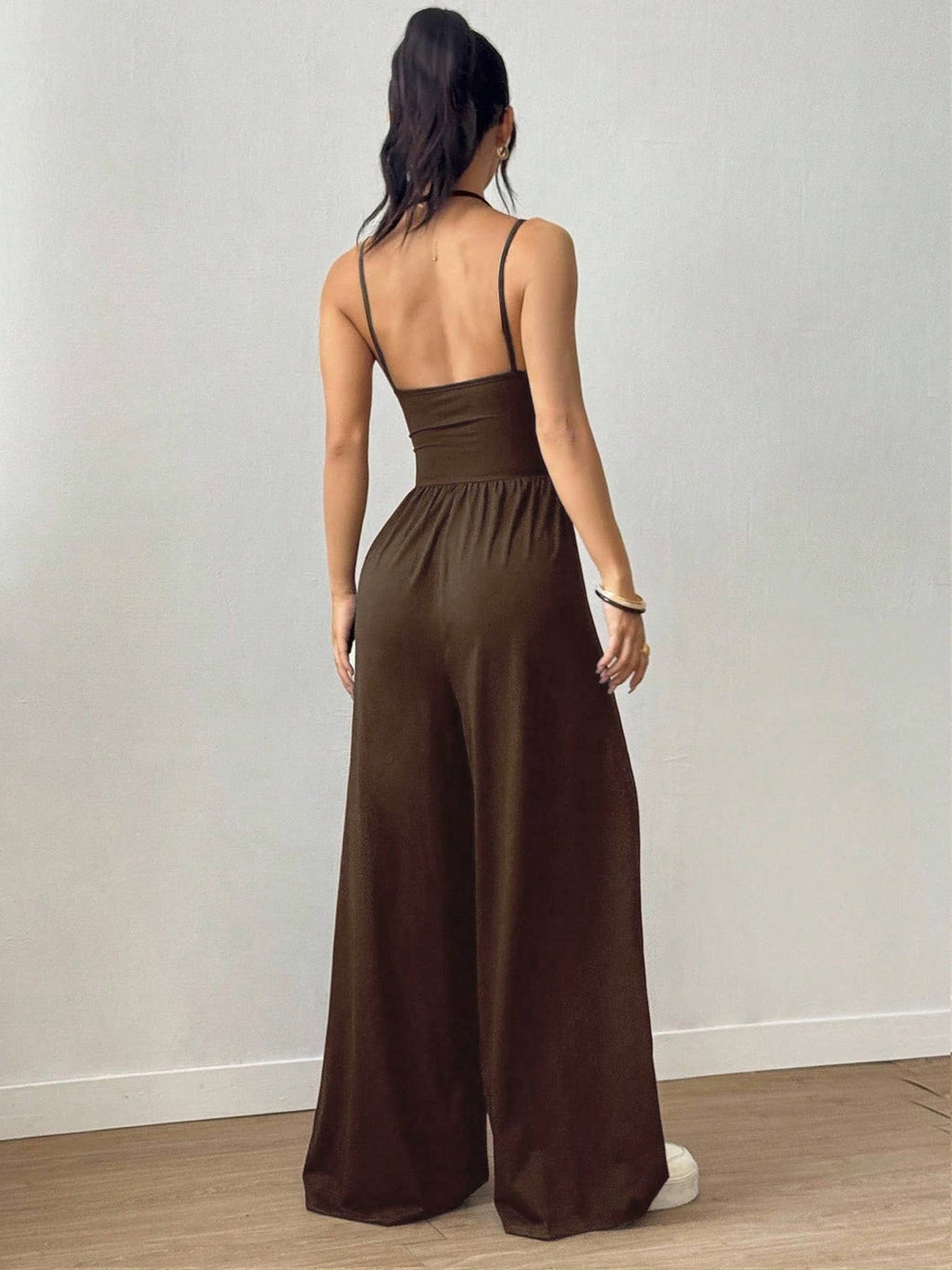 Casual wrap chest wide leg loose jumpsuit