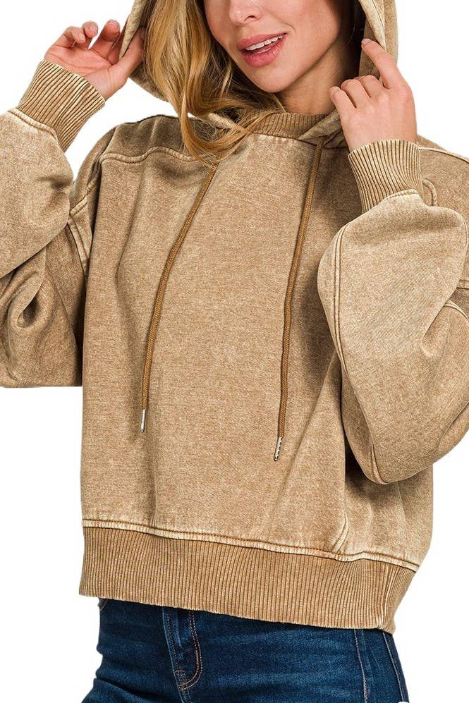 Acid Wash Fleece Hoodie