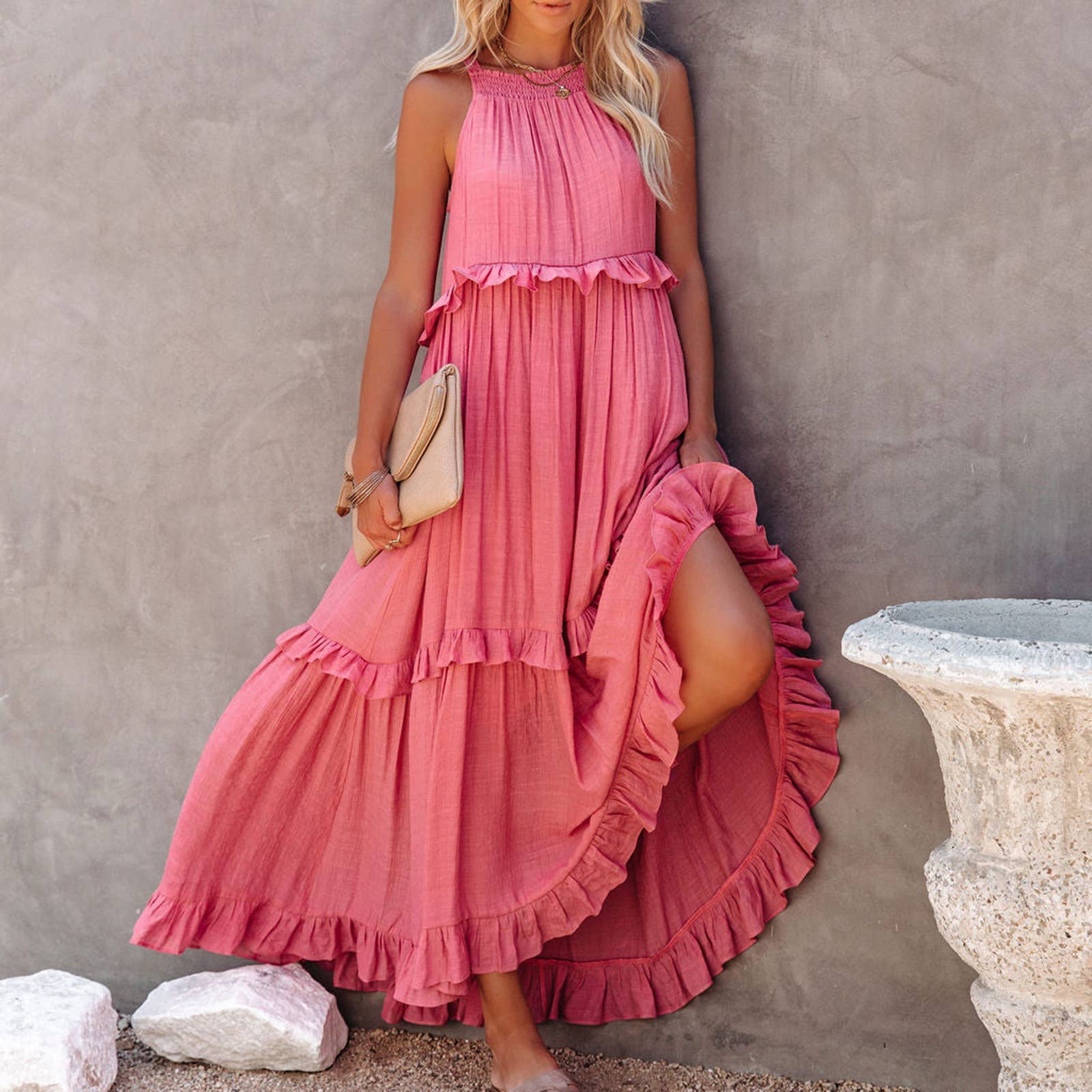 Temperament long floor skirt Cake skirt dress