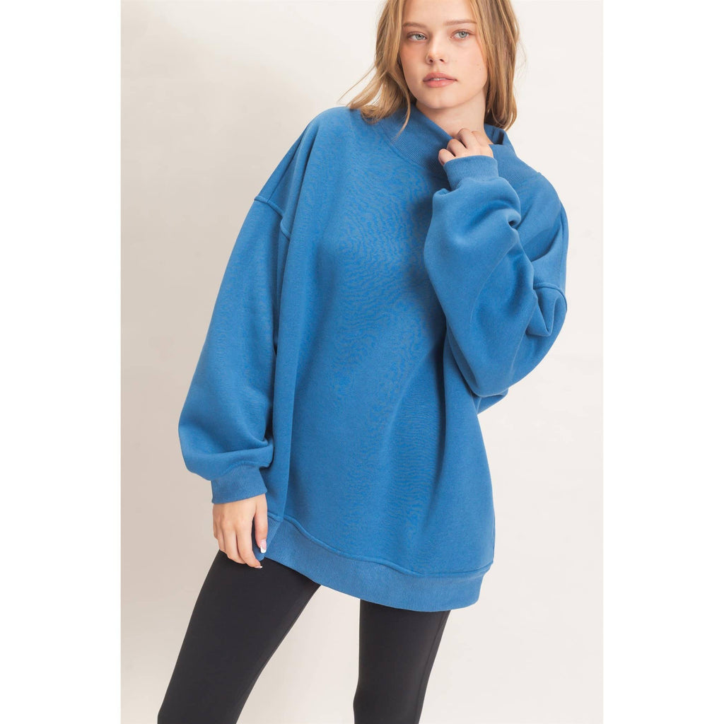 Enzyme Washed Mock Neck Sweatshirt