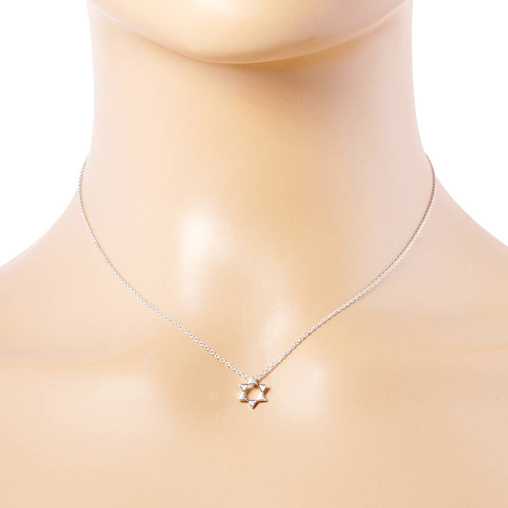 Gold Dipped Stone Pointed Star Of David Pendant Necklace