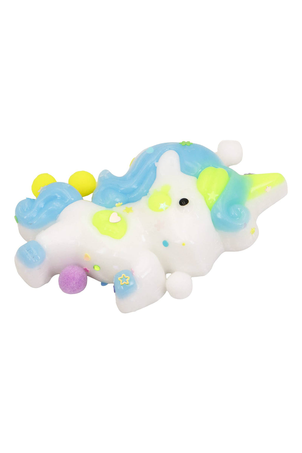 Unicorn Glittery Pom Pom Sticky Mochi Squishy Bag