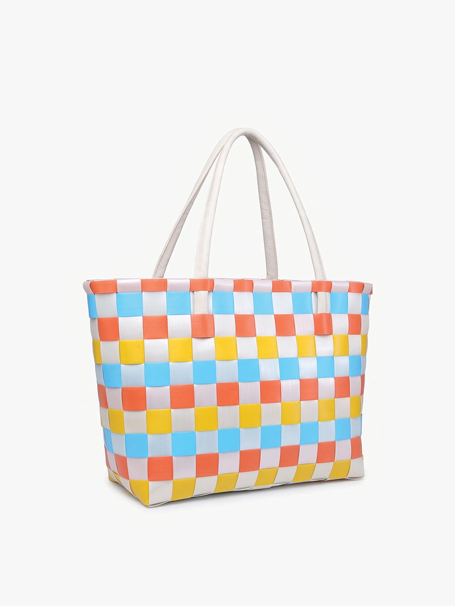 M2334 Abigail Basketweave Tote w/Vegan Leather Straps