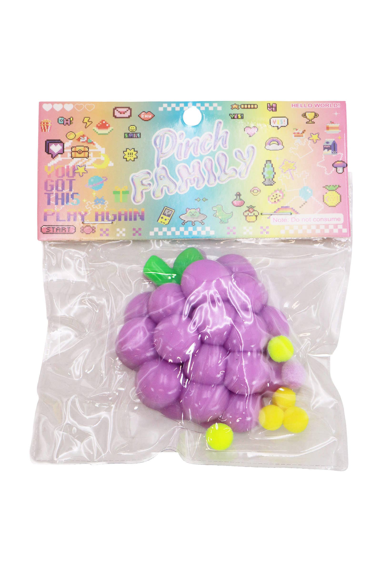 Fruit Sticky Mochi Glitter Pom Pom Squishy Bag - 12 Pcs