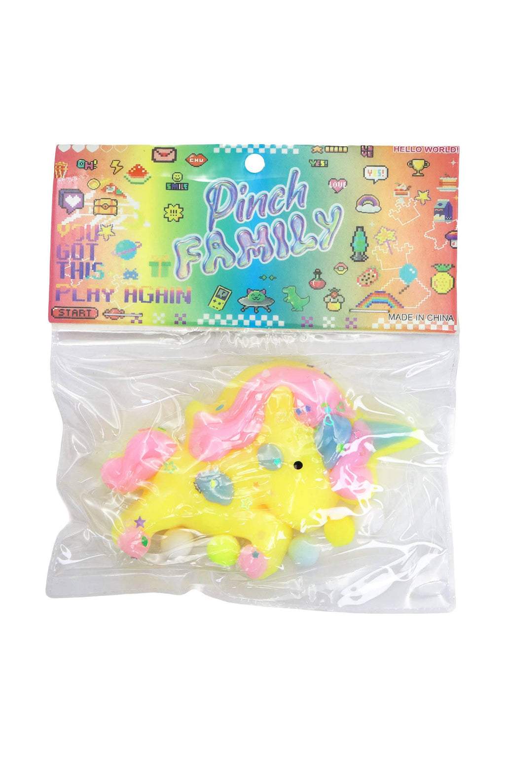 Unicorn Glittery Pom Pom Sticky Mochi Squishy Bag