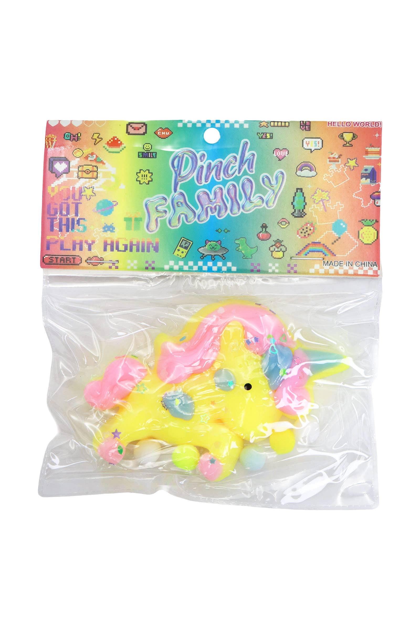 Unicorn Glittery Pom Pom Sticky Mochi Squishy Bag