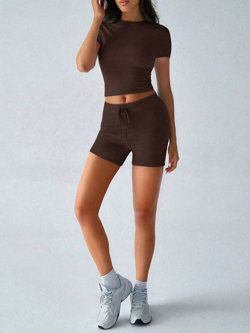 Pilates Crop Tee and Biker Shorts Athleisure Set