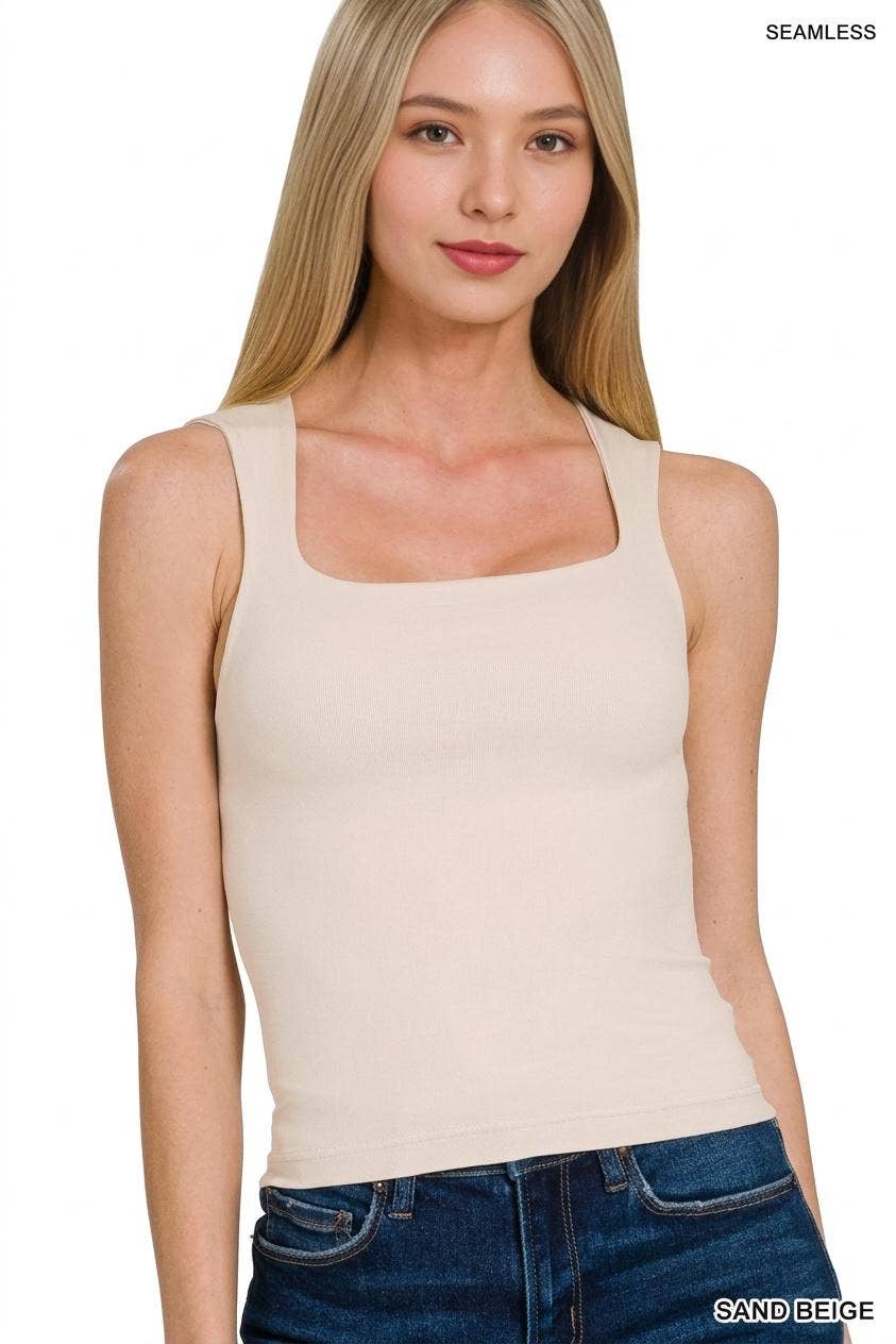 Double Layered Square Neck Tank Top