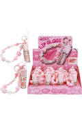 Shimmery Lip Gloss Chunky Beaded Lanyard Keychain - 12 Pcs