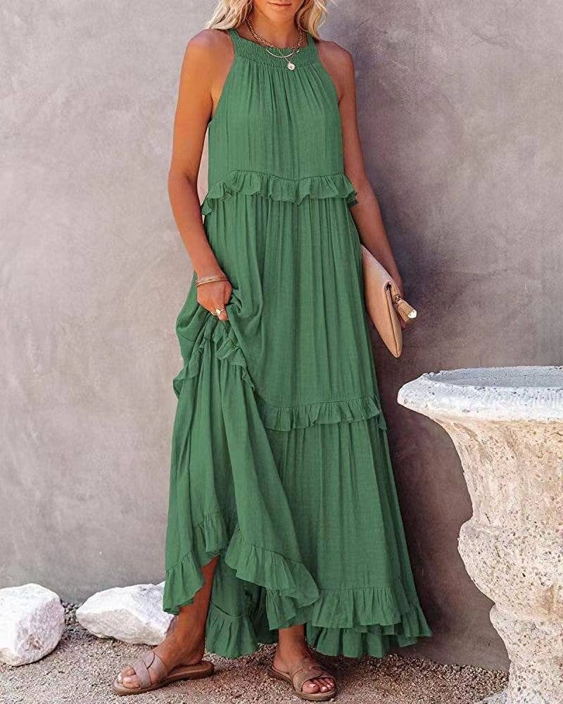 Temperament long floor skirt Cake skirt dress