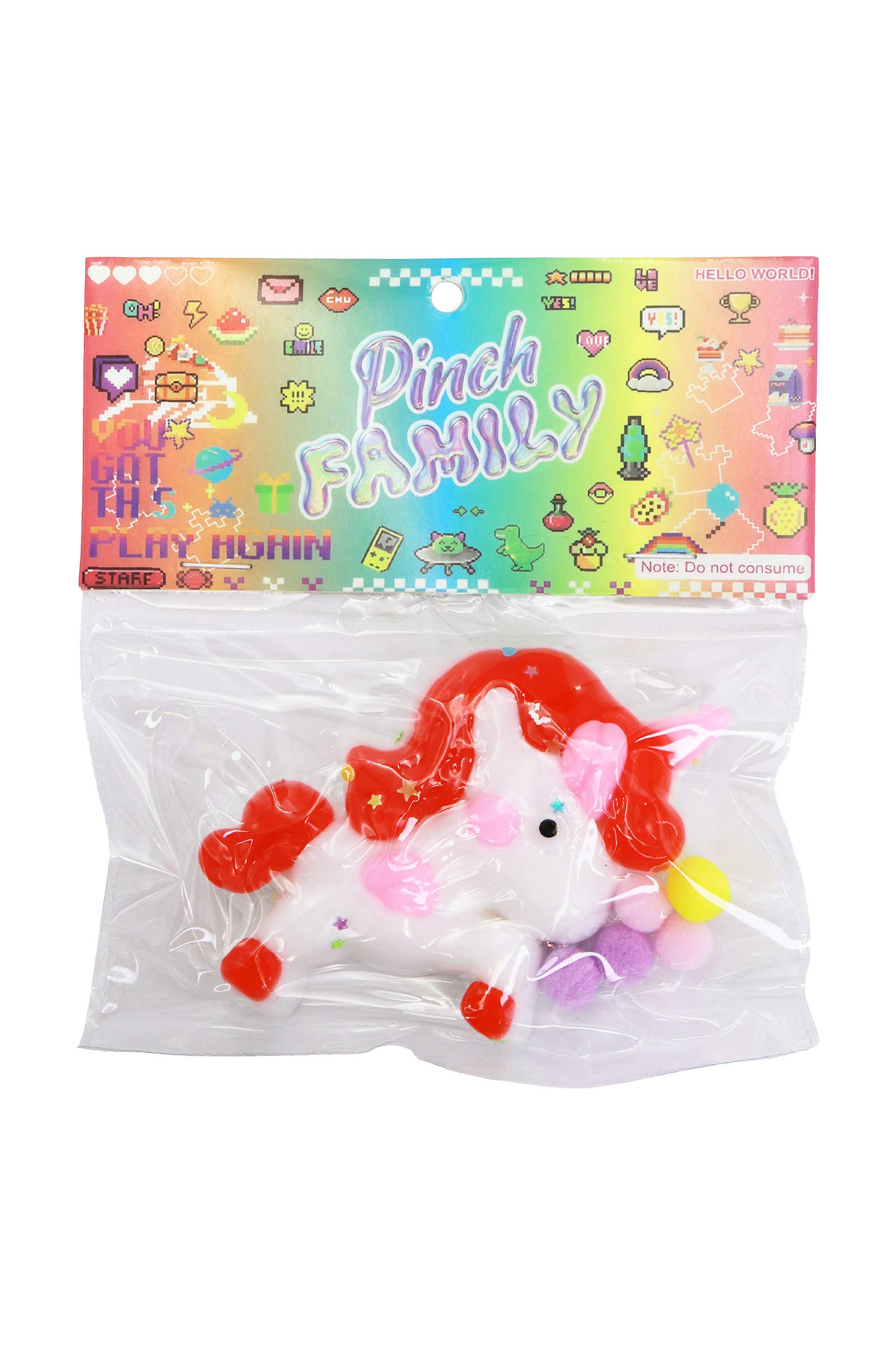 Unicorn Glittery Pom Pom Sticky Mochi Squishy Bag