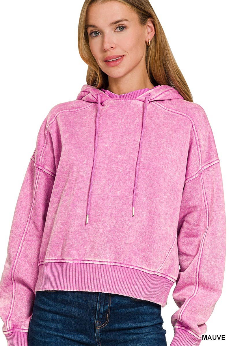 Acid Wash Fleece Hoodie