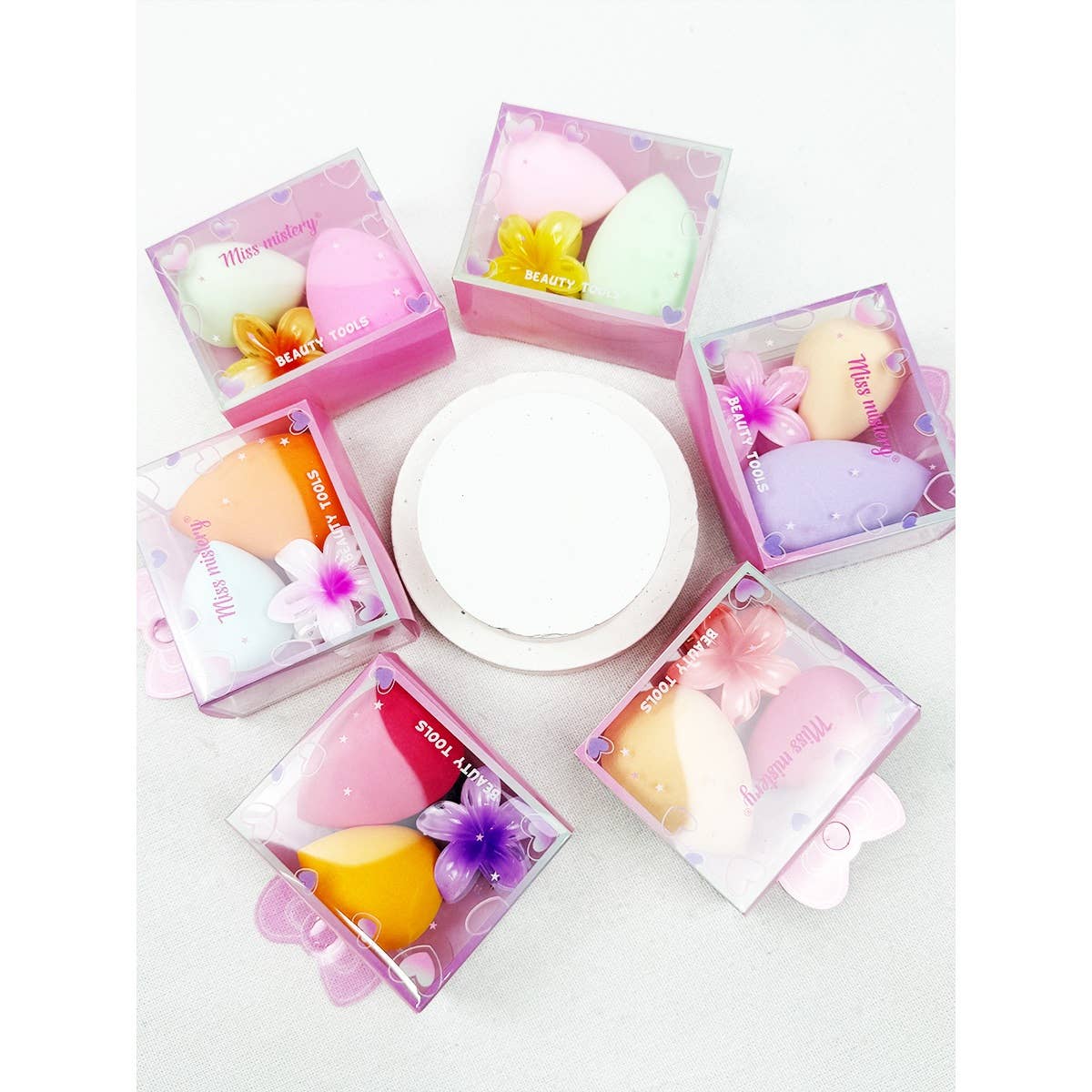 Blending Sponge Set with Cute Flower Hair Claw Clip