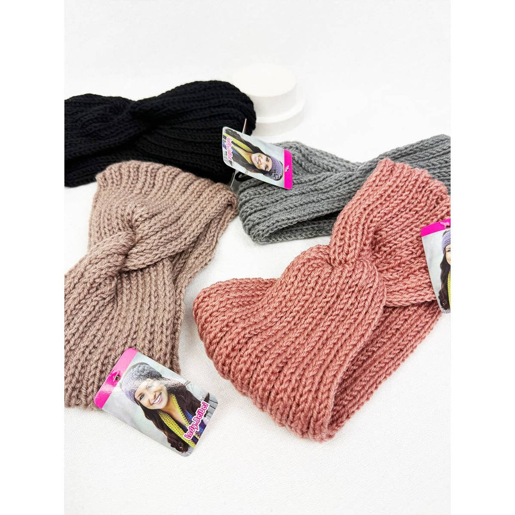 Solid Knit Winter Bow Headband