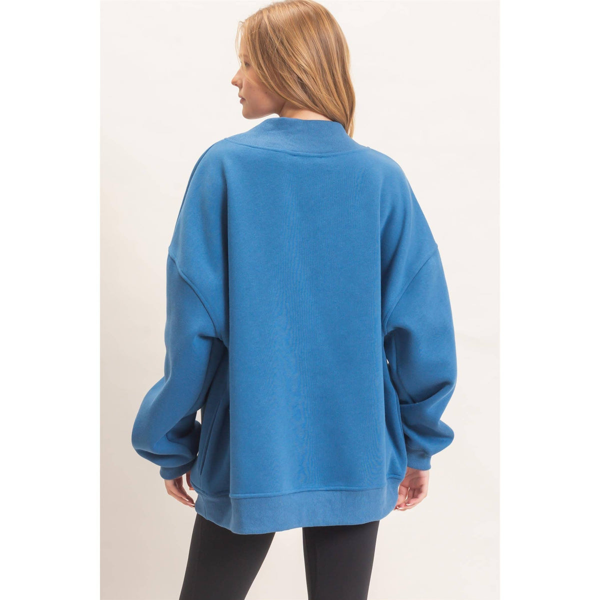 Enzyme Washed Mock Neck Sweatshirt