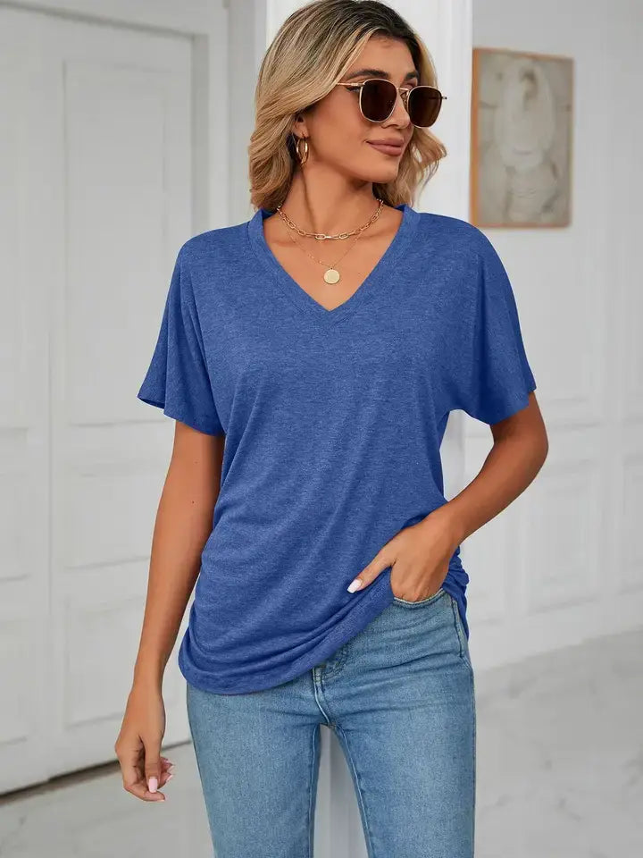 Custom V Neck T Shirt Women Soft Basic Tee Personalized Top