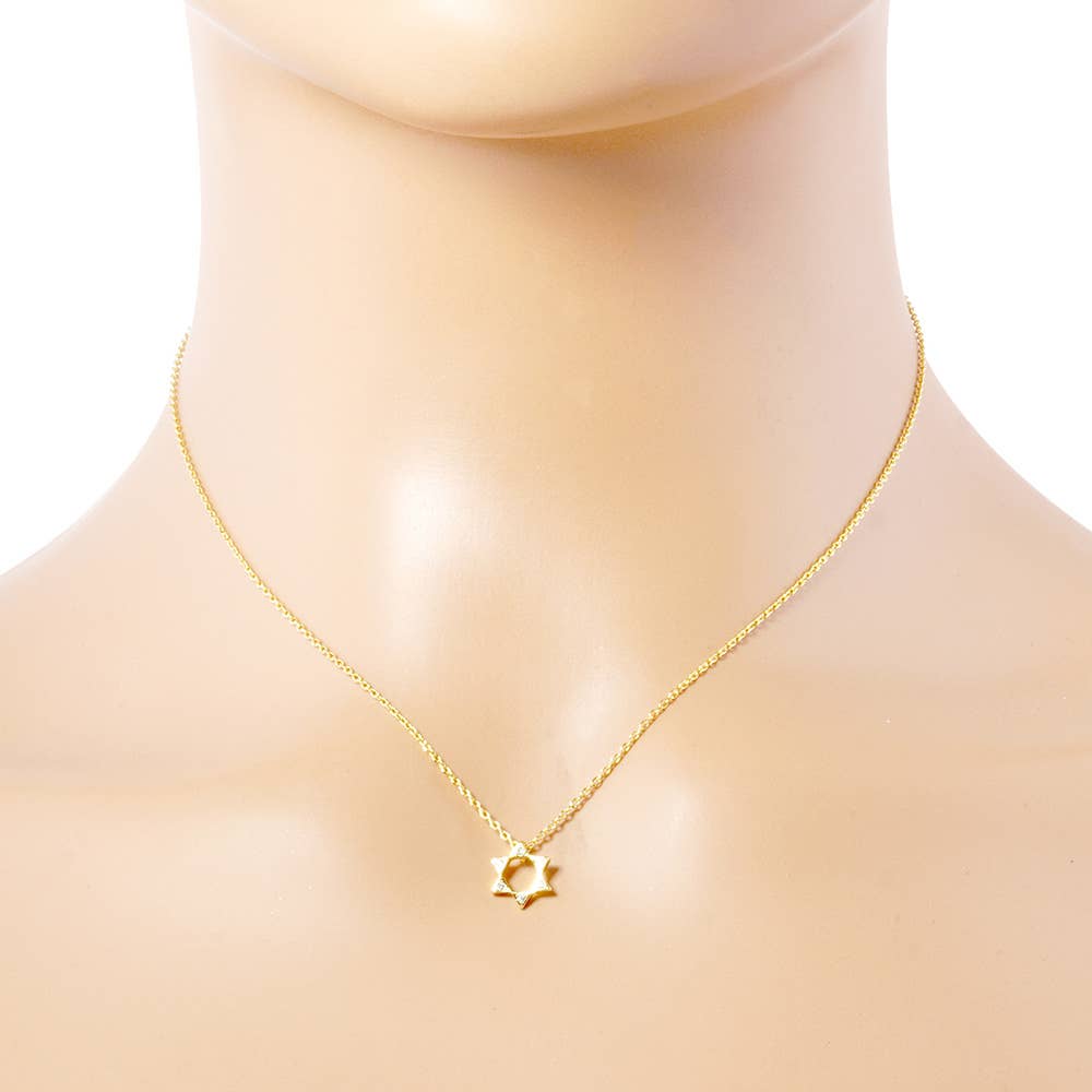 Gold Dipped Stone Pointed Star Of David Pendant Necklace