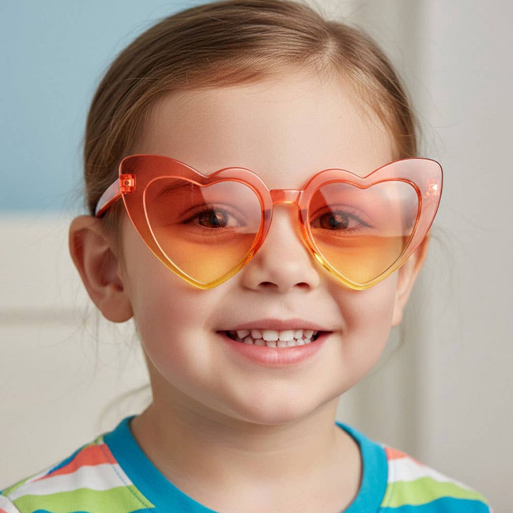 24PCS - Kids Heart Shape Gradient Round Sunglasses