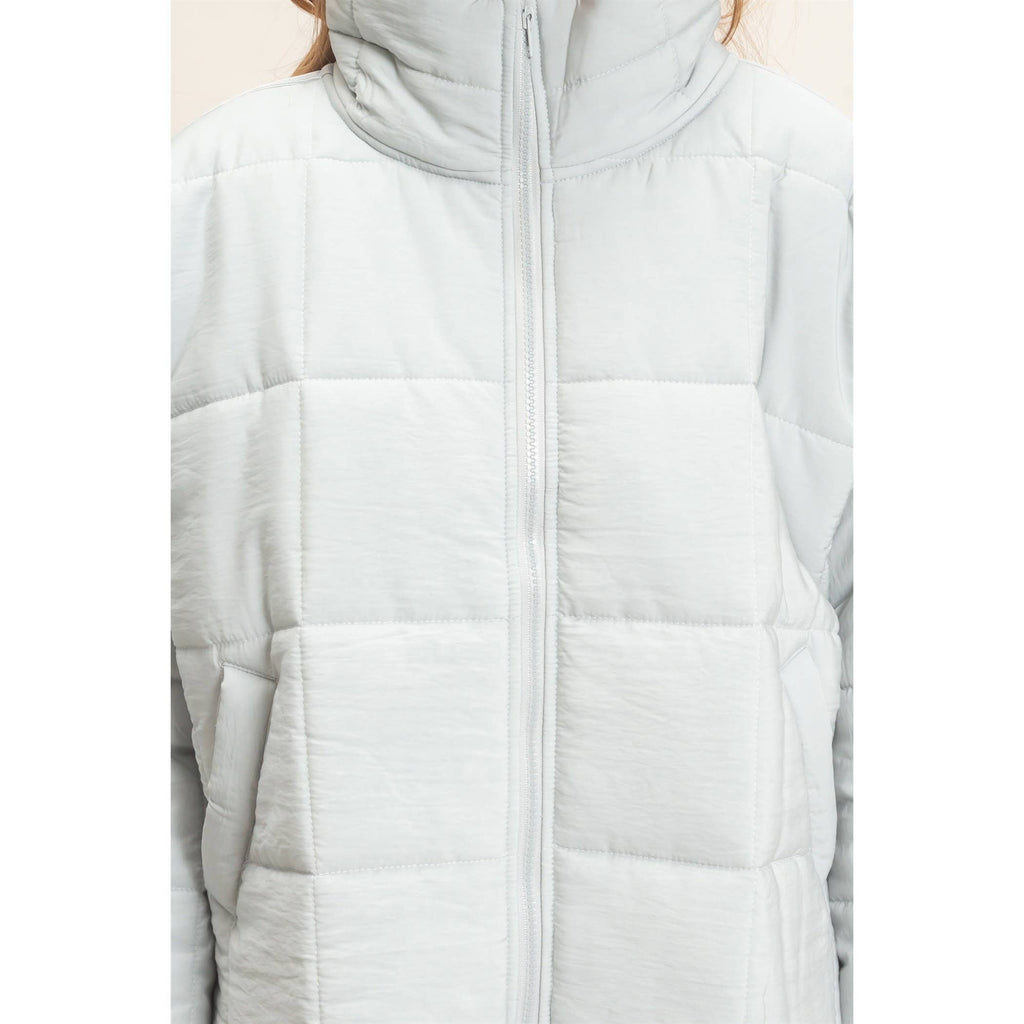 Quilted Mock Neck Zip-Up Puffer Jacket