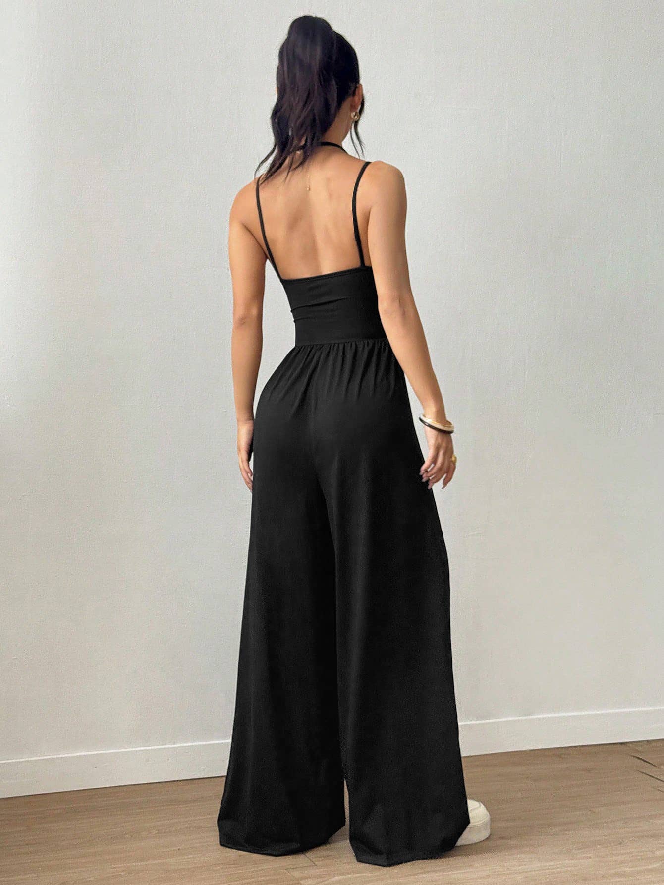 Casual wrap chest wide leg loose jumpsuit